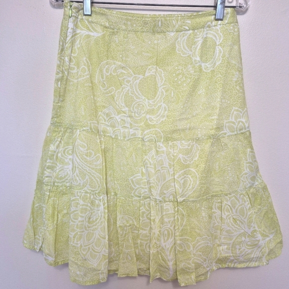 Ann Taylor Lime Green Paisley A-Line Skirt – Size 2 - Picture 5 of 5